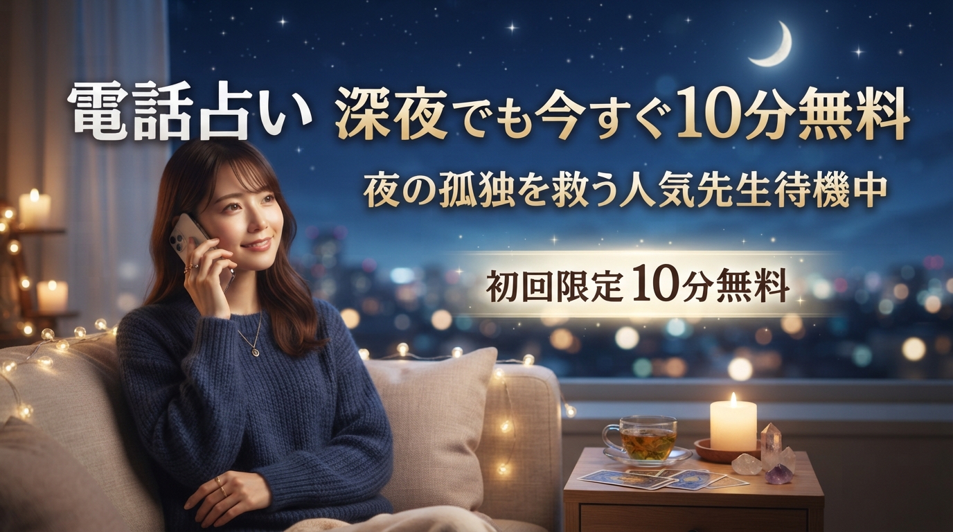 電話占い 深夜でも今すぐ10分無料｜夜の孤独を救う人気先生待機中
